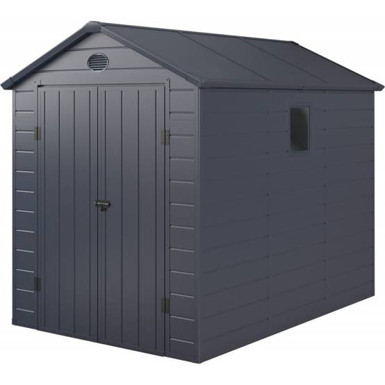 Abri de jardin résine anthracite 5,32m² avec kit de fondation et double porte Jôbu - Image 2
