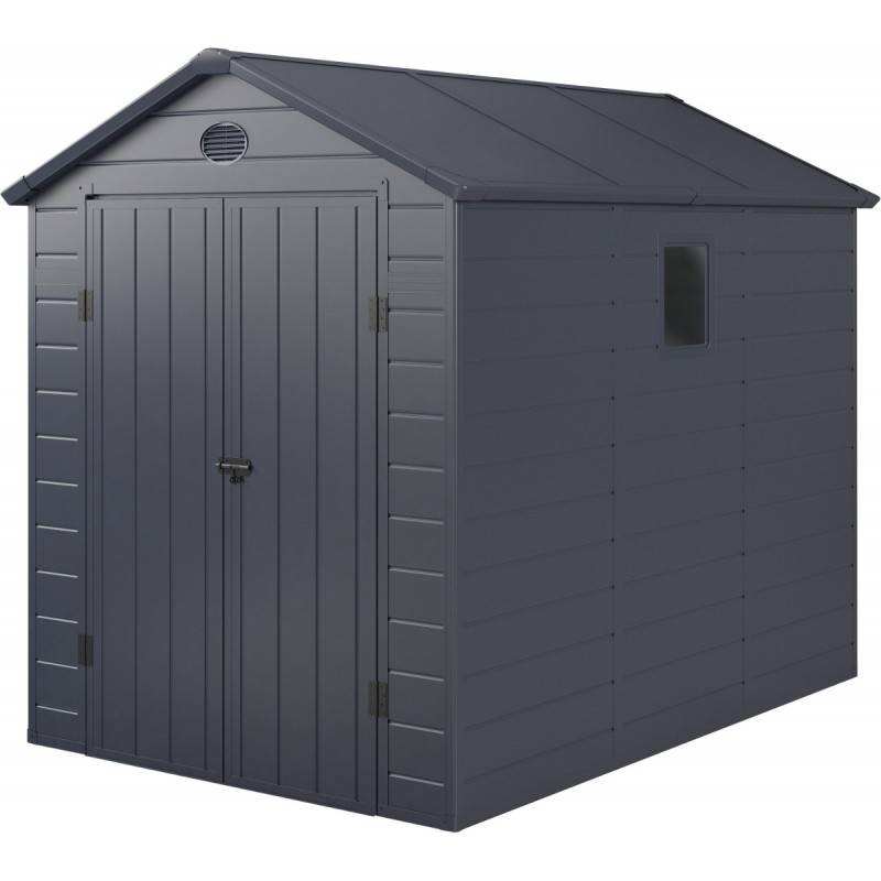 Abri de jardin résine anthracite 5,32m² avec kit de fondation et double porte Jôbu - Image 2