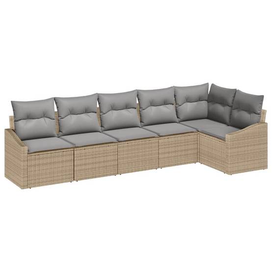 Salon de Jardin 6 Places Résine Tressée Beige avec Rangement et Table Réglable en Hauteur – ComfortXL Outdoor Living - Image 2