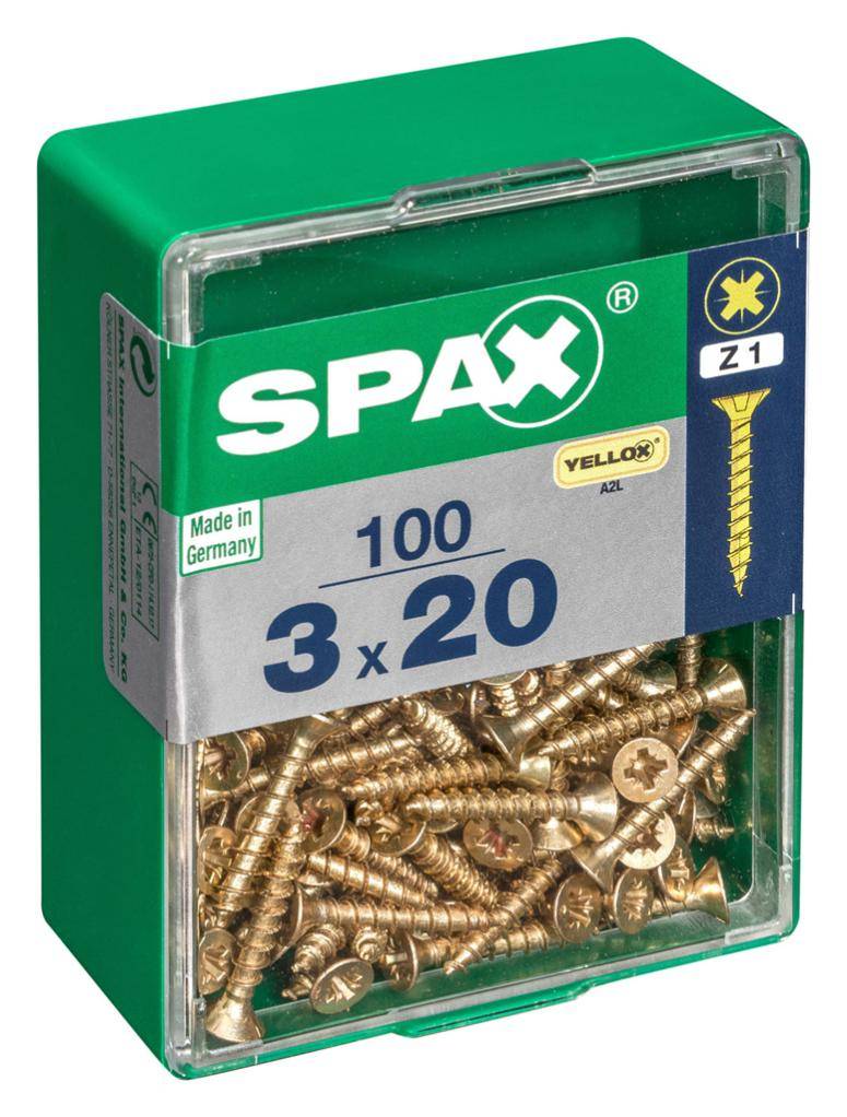 Spax - Lot de 100 vis acier tête fraisée pozidriv SPAX, Diam.3 mm x L.20 mm - Image 1