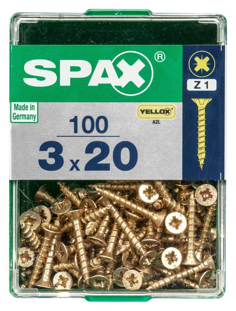 Spax - Lot de 100 vis acier tête fraisée pozidriv SPAX, Diam.3 mm x L.20 mm - Image 3