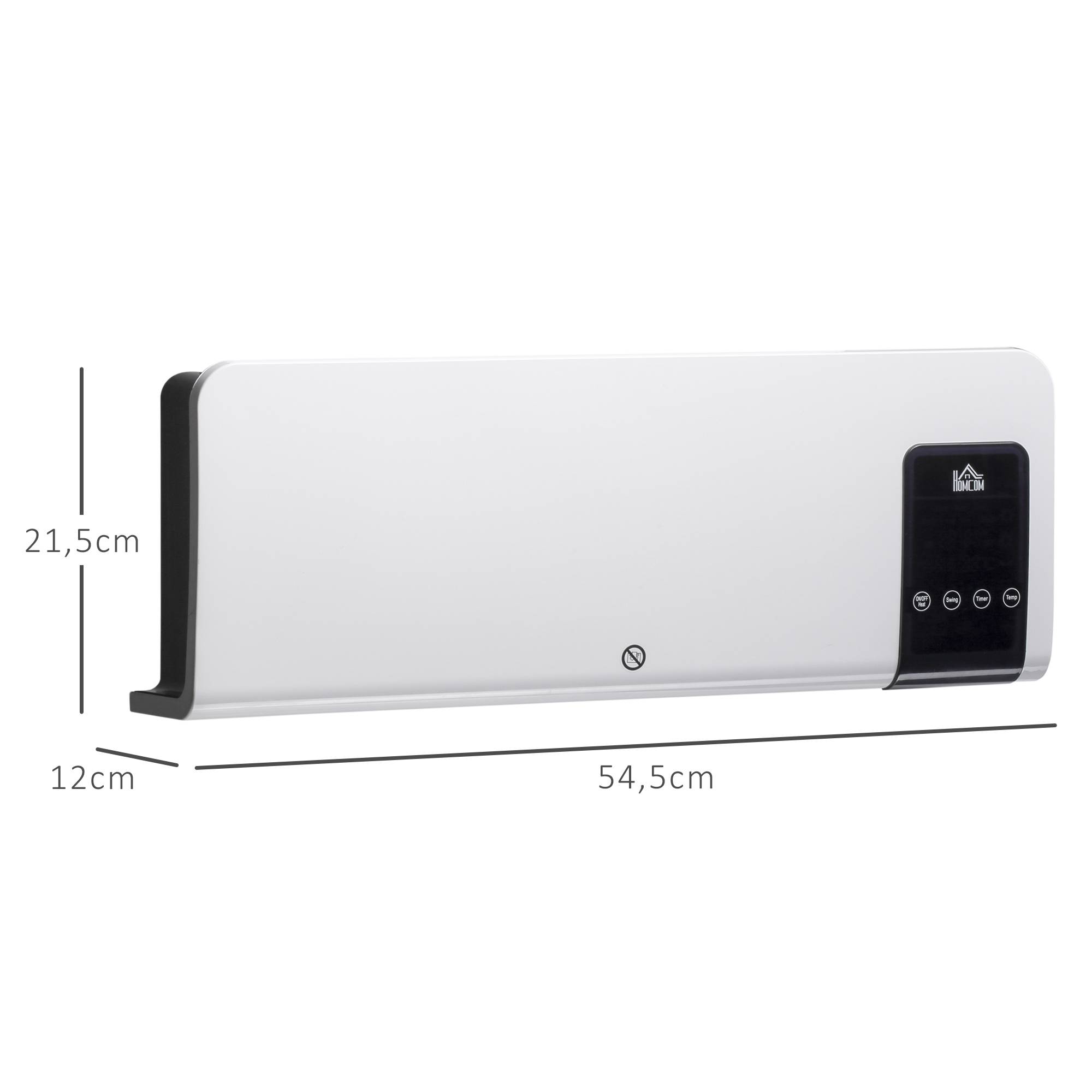 Radiateur soufflant mural chauffage céramique PTC - 1000 W / 2000 W oscillation minuterie avec télécommande blanc - Image 5