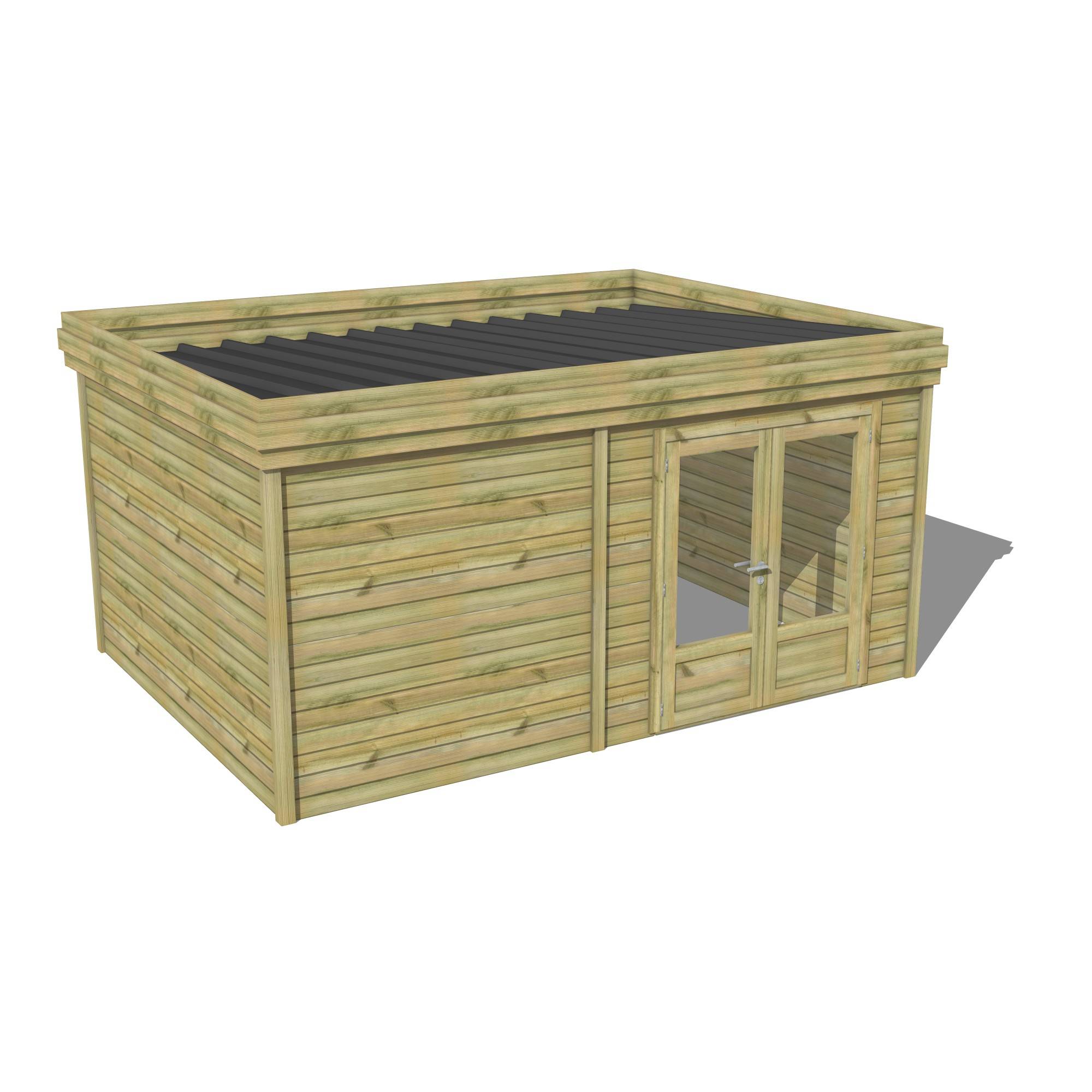 Abri Français - ABRI DE JARDIN bois Pin traité autoclave 27mm - 4,195x3,44m / 14m2 - Bac acier - Abri Français - Image 1
