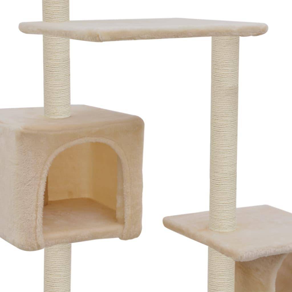 Helloshop26 - Arbre à chat griffoir grattoir niche jouet animaux peluché en sisal 260 cm beige - Image 4