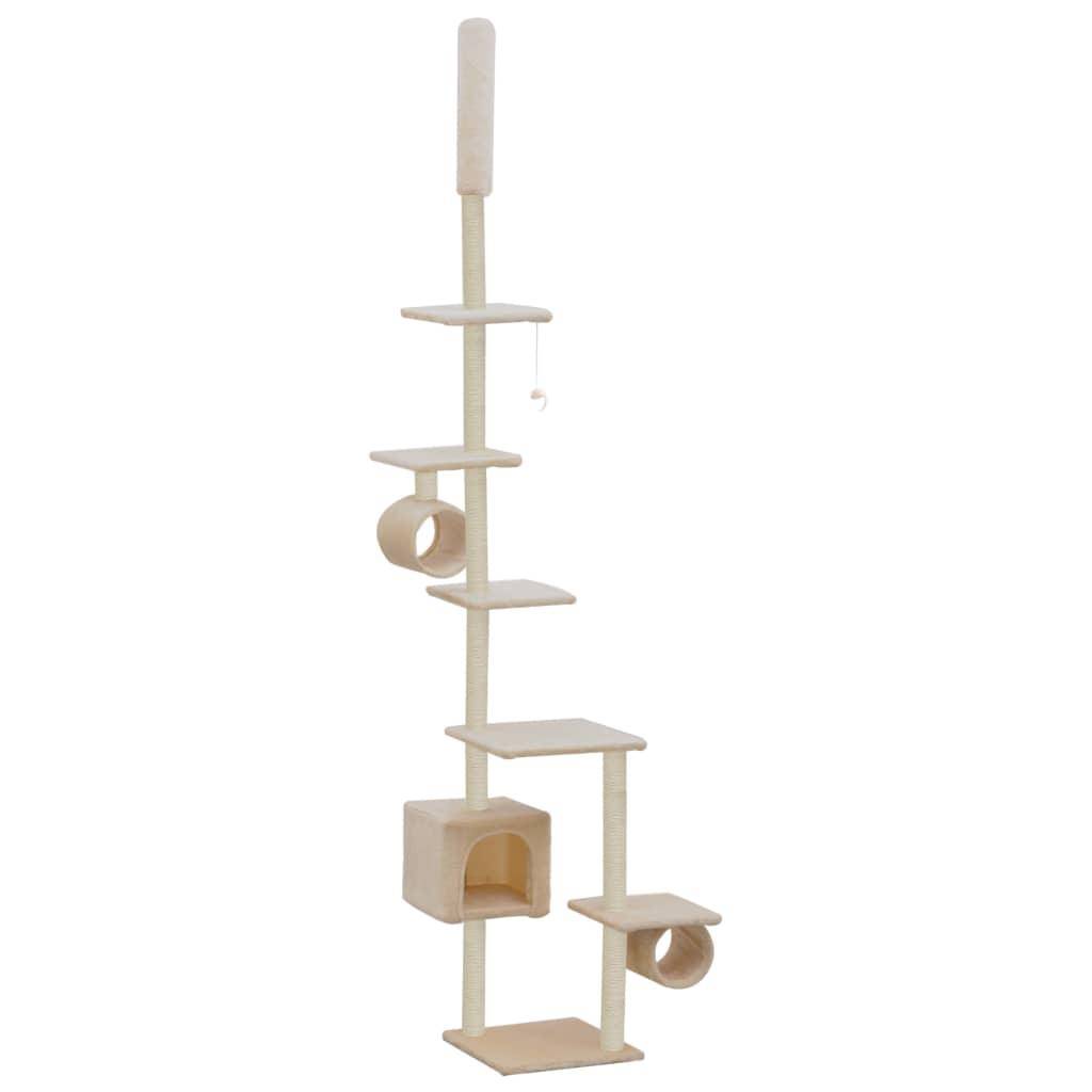 Helloshop26 - Arbre à chat griffoir grattoir niche jouet animaux peluché en sisal 260 cm beige - Image 2