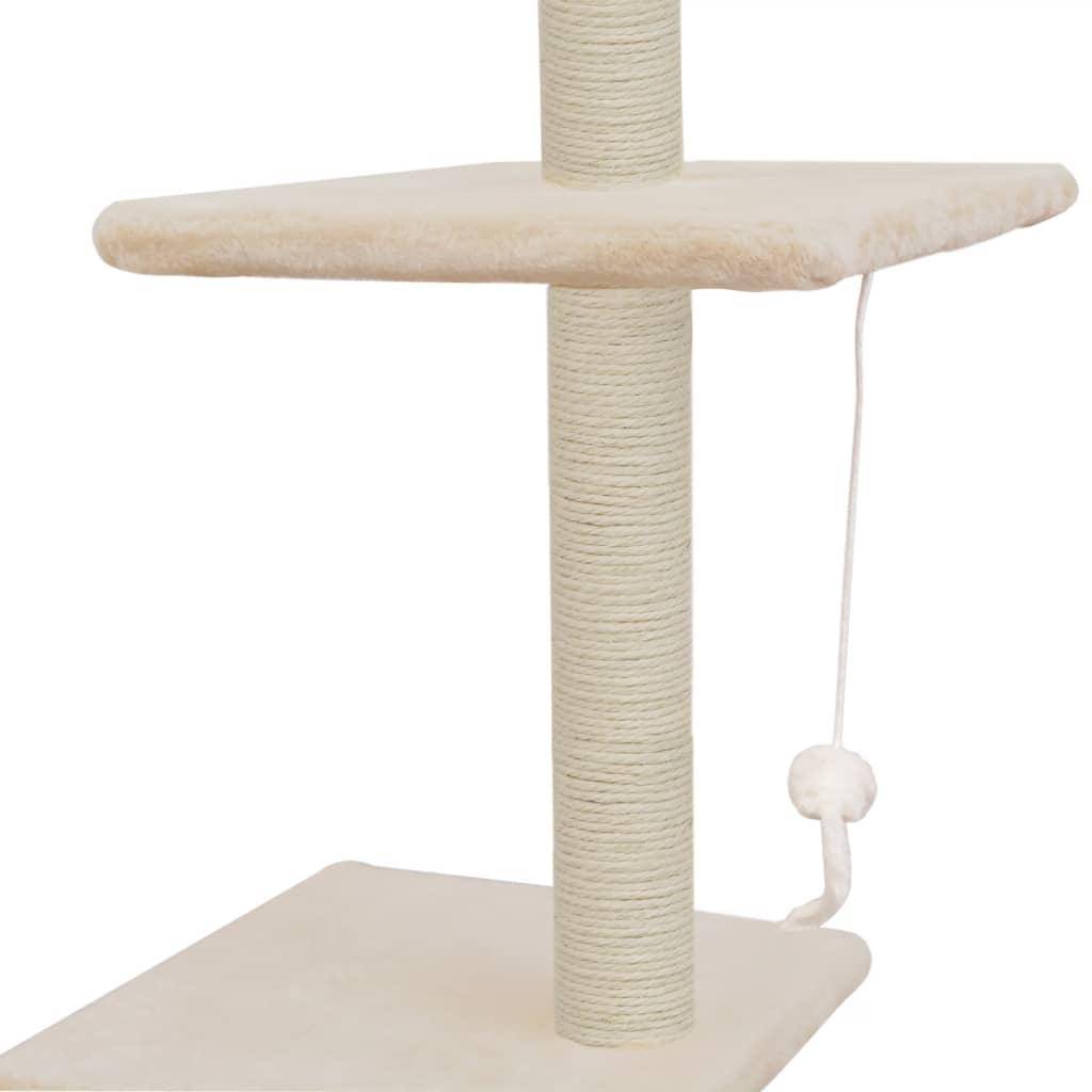Helloshop26 - Arbre à chat griffoir grattoir niche jouet animaux peluché en sisal 260 cm beige - Image 6