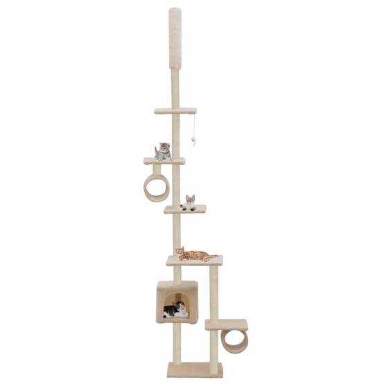 Helloshop26 - Arbre à chat griffoir grattoir niche jouet animaux peluché en sisal 260 cm beige - Image 1