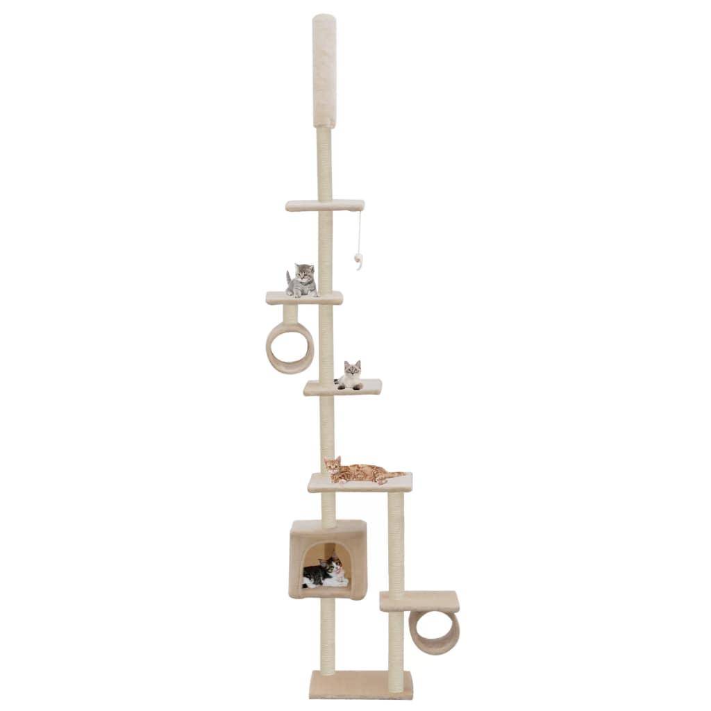 Helloshop26 - Arbre à chat griffoir grattoir niche jouet animaux peluché en sisal 260 cm beige - Image 1