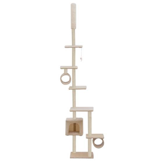 Helloshop26 - Arbre à chat griffoir grattoir niche jouet animaux peluché en sisal 260 cm beige - Image 3