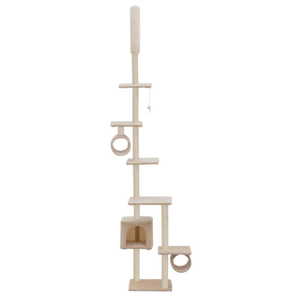 Helloshop26 - Arbre à chat griffoir grattoir niche jouet animaux peluché en sisal 260 cm beige - Image 3