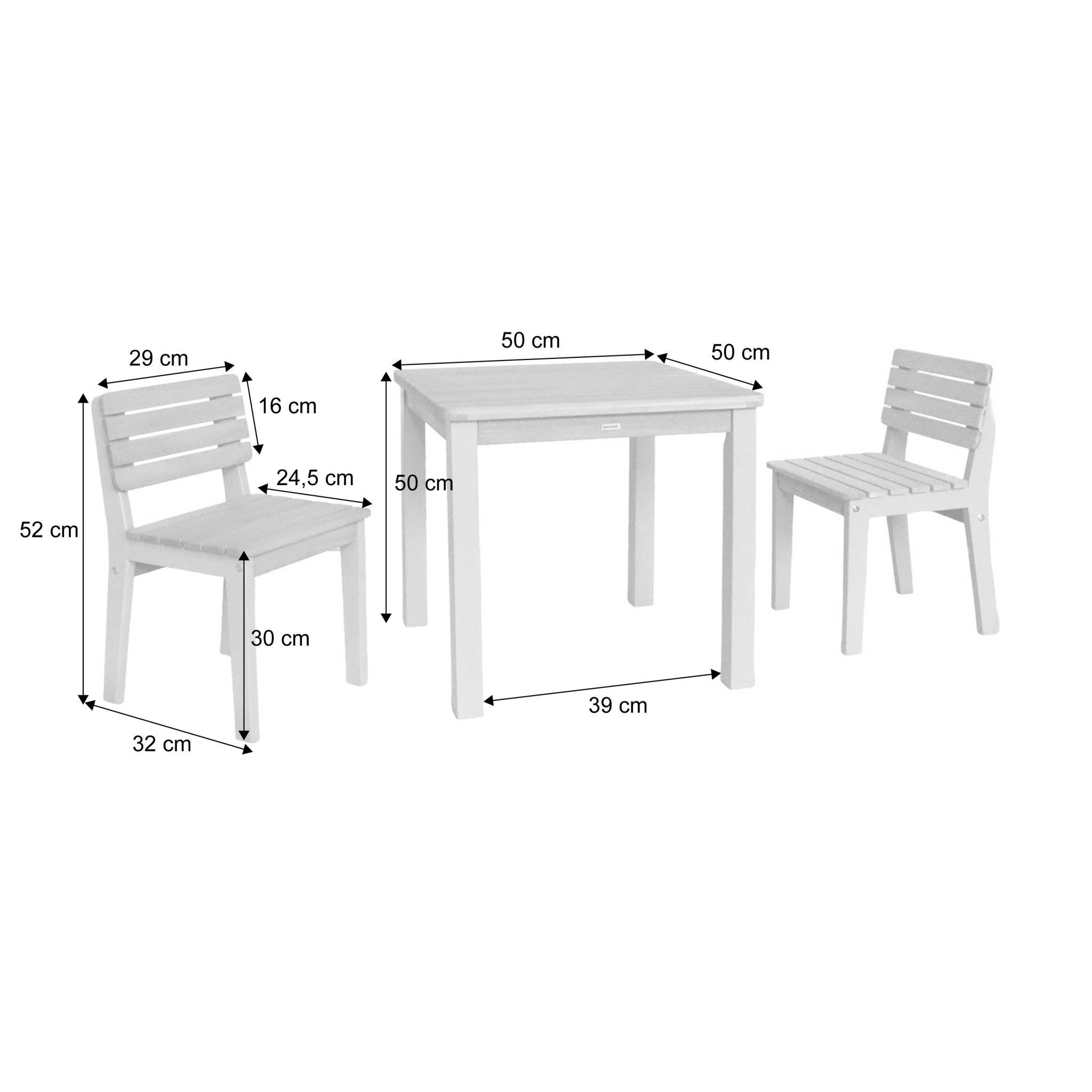 Table de jardin enfant intérieur/extérieur bois d'acacia + 2 assises vert de gris | sweeek - Image 4