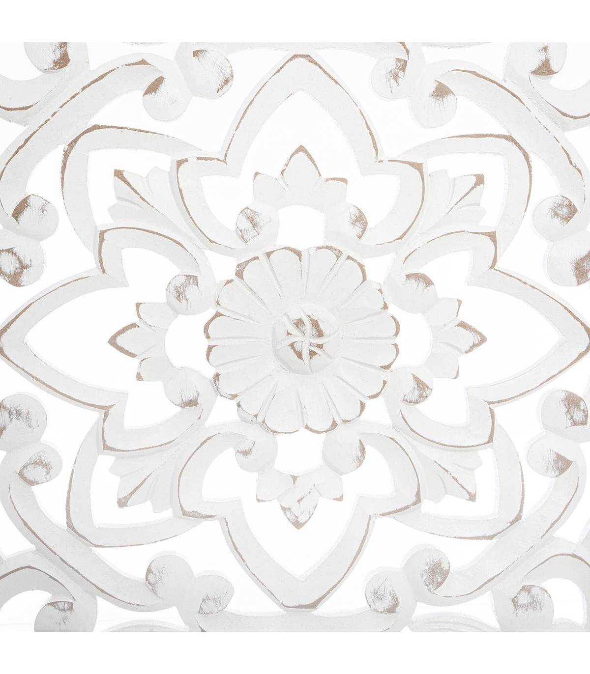 Décoration murale en Bois Blanc sculpté aspect vieilli 85 x 45 cm - Image 2