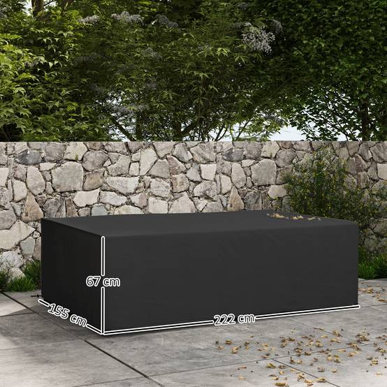 Outsunny - Housse de Protection Étanche Salon de Jardin 210x140x80cm Imperméable 600D Oxford Tissu Bâche Vert - HOMCOM - Image 3