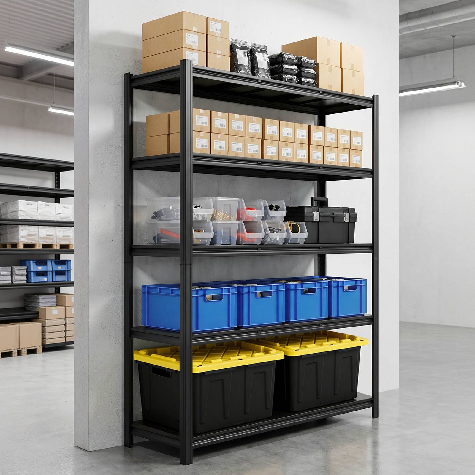 Vevor - VEVOR Etagere Rangement 5 Niveaux 1230x465x1962 mm Charge Lourde 1360 kg Metallique Garage Entrepot Atelier Cave - Image 8