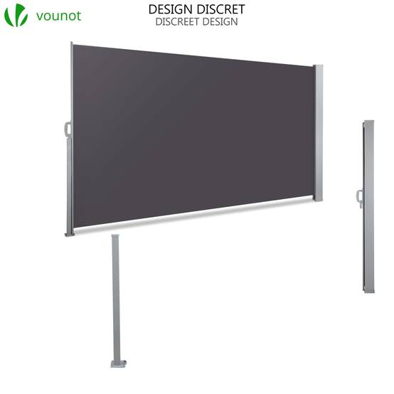 VOUNOT® Paravent extérieur rétractable 180x300cm avec housse de protection - Noir anthracite - Store latéral vertical brise-vue - Image 6