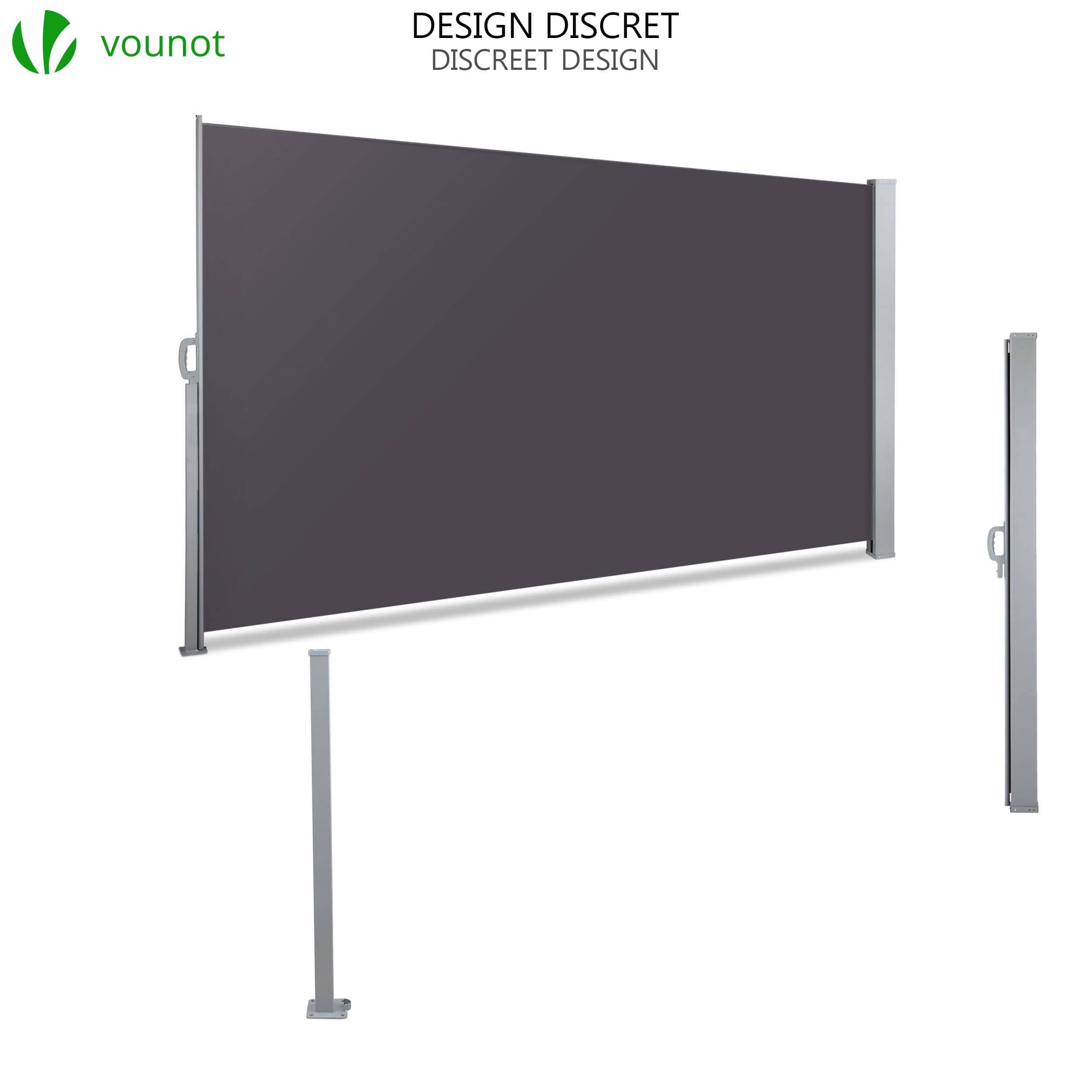 VOUNOT® Paravent extérieur rétractable 180x300cm avec housse de protection - Noir anthracite - Store latéral vertical brise-vue - Image 6