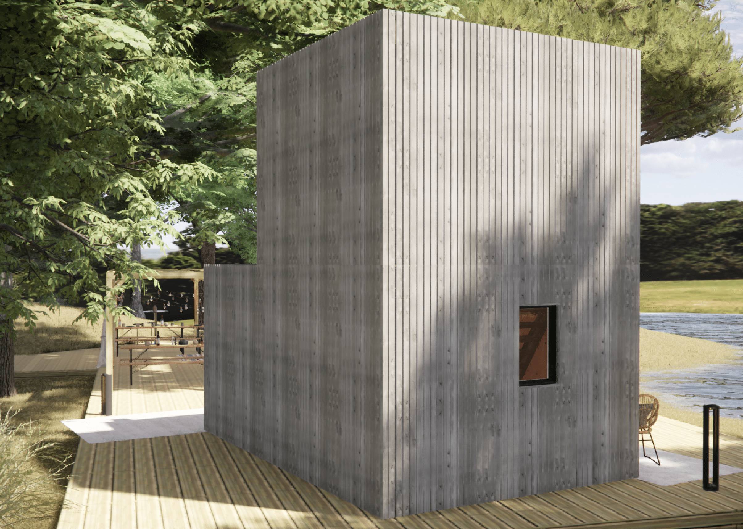 Studio de jardin 4 saisons en bois 5,5 x 3,5 x 2,7 m / isolation RE2020 avec mezzanine et terrasse / menuiseries alu k-line - Image 10