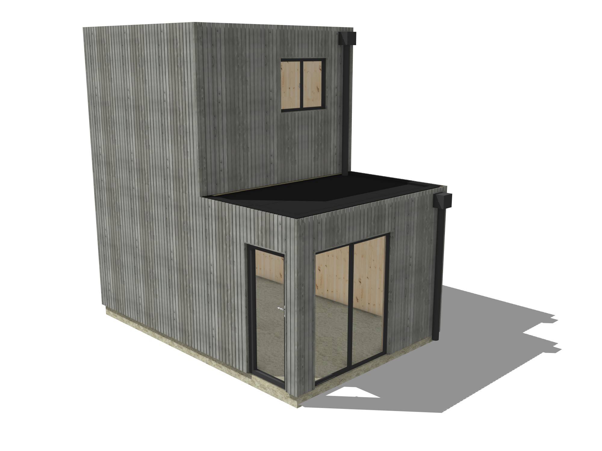 Studio de jardin 4 saisons en bois 5,5 x 3,5 x 2,7 m / isolation RE2020 avec mezzanine et terrasse / menuiseries alu k-line - Image 2