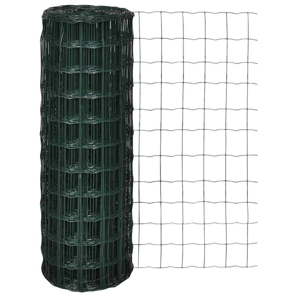 Rouleau Clôture Euro Acier PVC Protection Jardin Animaux Maille 76x63mm 25x1m Vert - ComfortXL Outdoor Living - Image 1