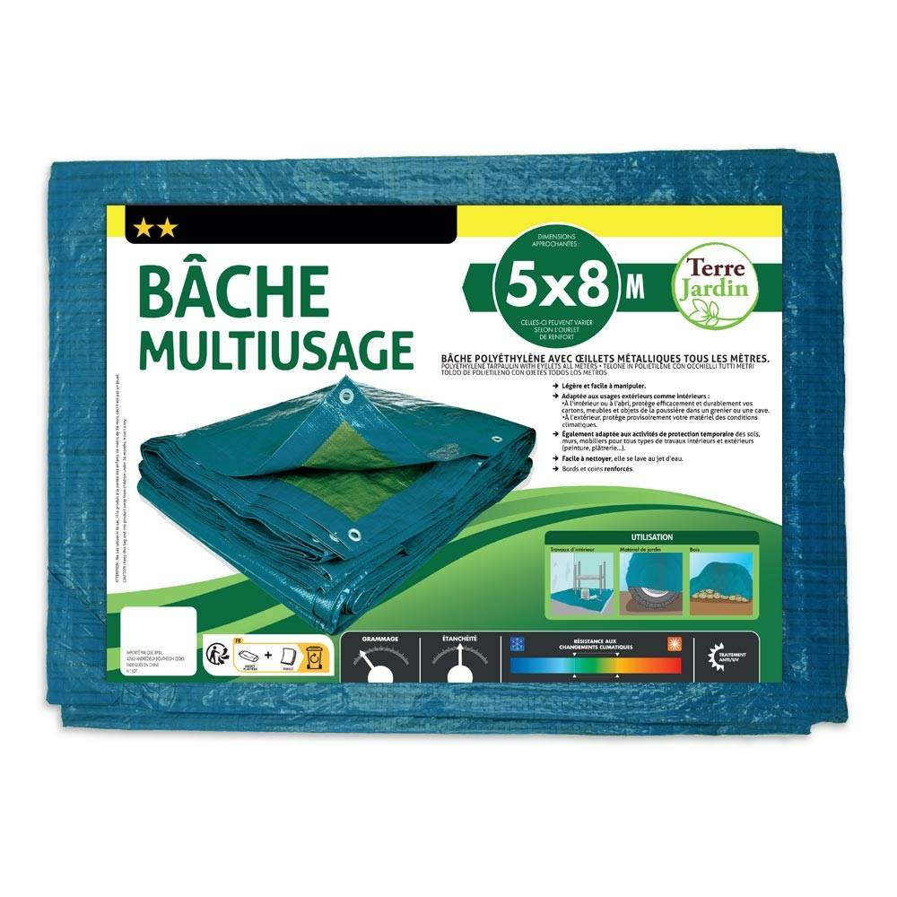 Bâche multi-usage 70g/m2 5 x 8 Bleu - Gamm vert
