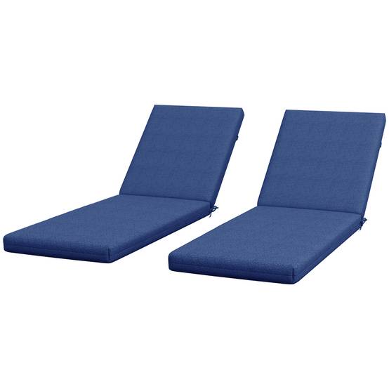 Lot 2 matelas bain de soleil tissu respirant transat jardin attache sécurisée bleu - ComfortXL Outdoor Living - Image 2