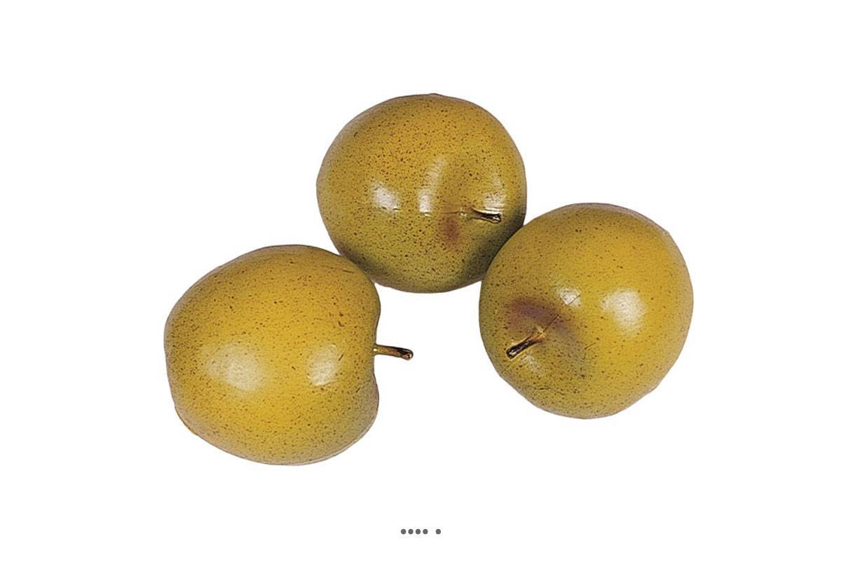 Artificielles - Pomme artificielle moyenne Verte X 3 en Plastique soufflé H 65x75 mm - Image 1