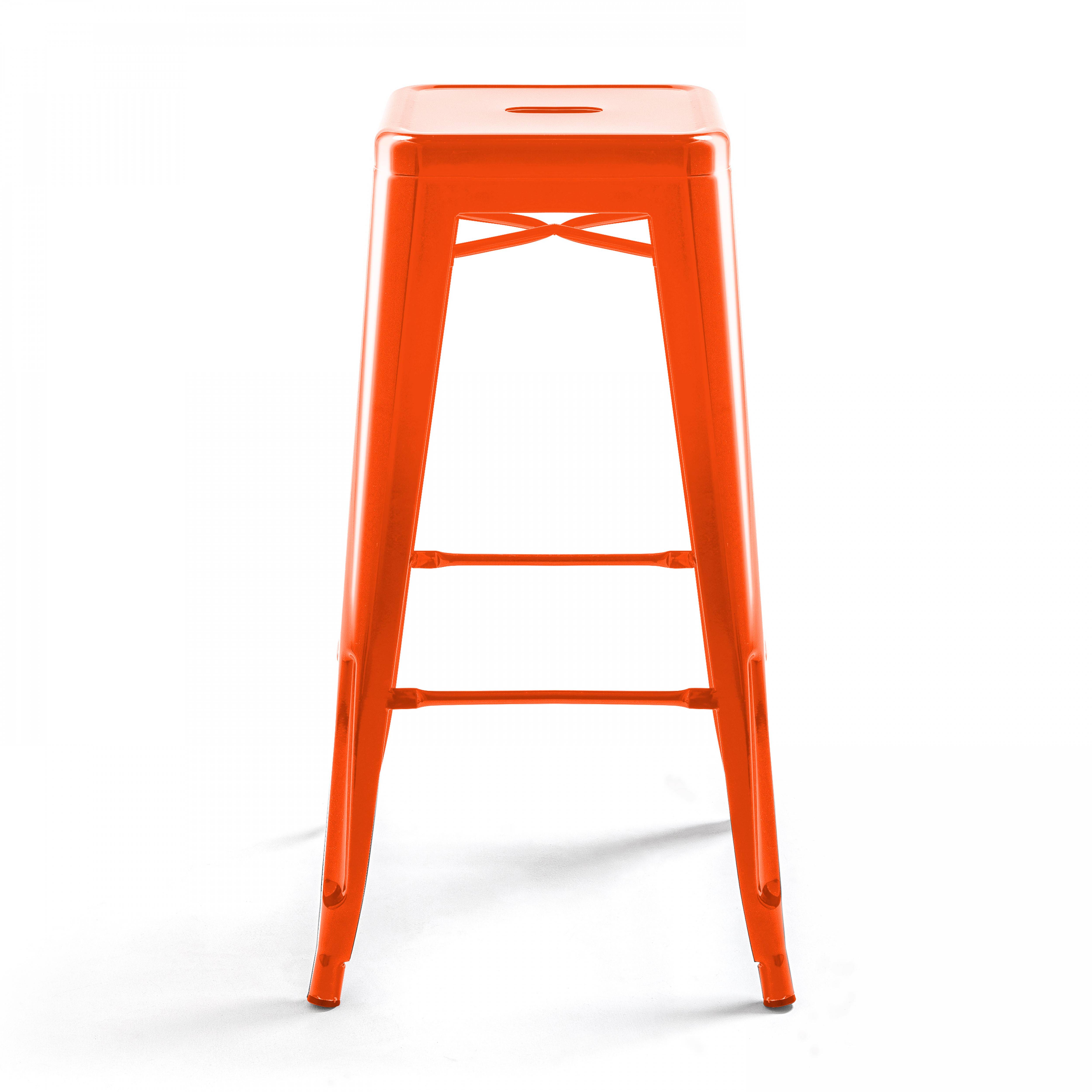 Oviala - Lot de 4 tabourets de bar en acier orange brillant Indus - Oviala - Image 3