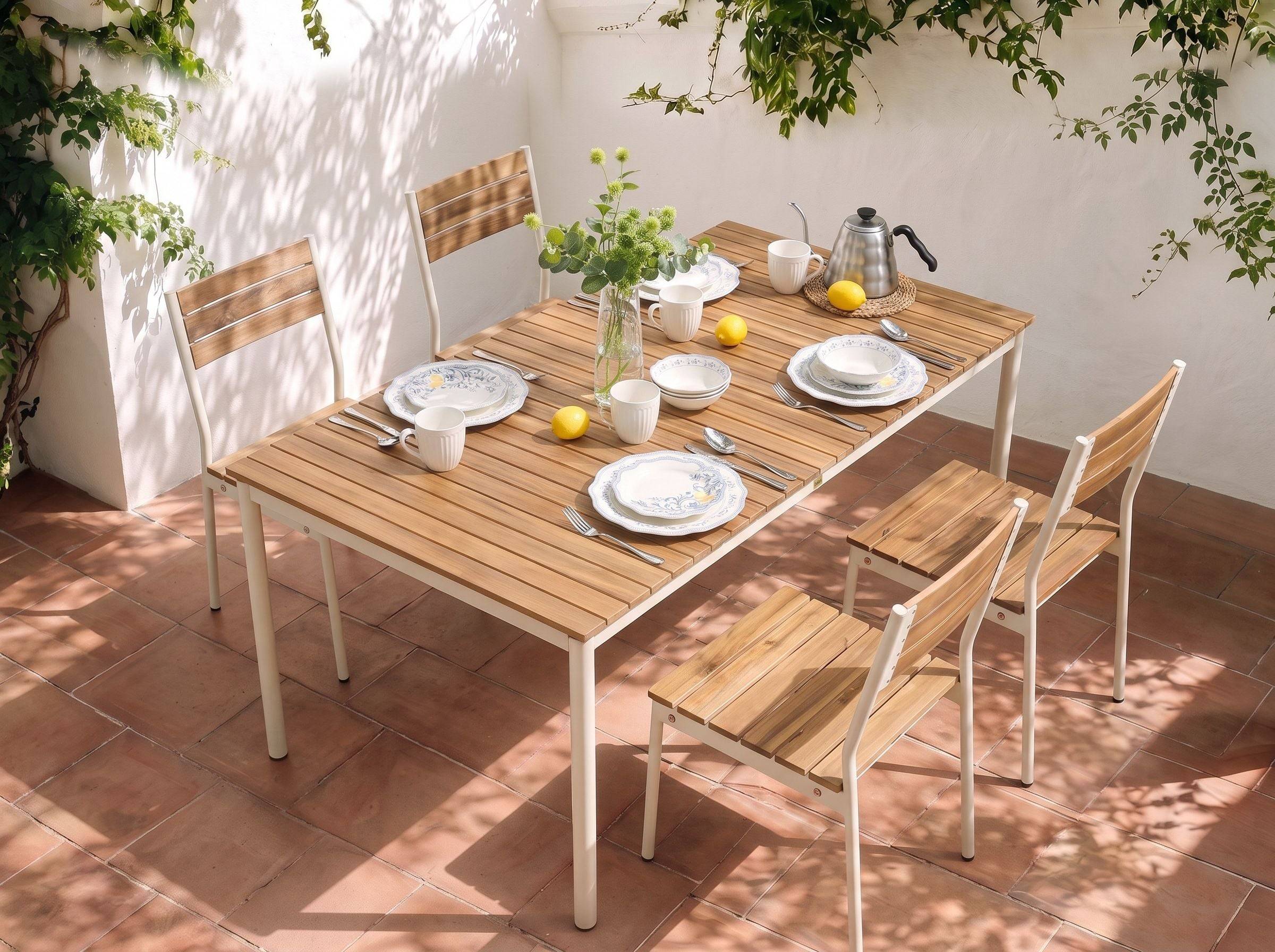 Beliani - Table de repas, 6 Personnes Acacia Marron CORRICELLA - 90x180x75- Beliani - Image 1