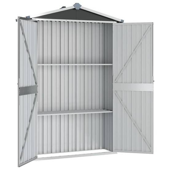 Abri Jardin Acier Galvanisé Rangement Outils avec Étagères 116x45x175 cm Anthracite - ComfortXL Outdoor Living - Image 3