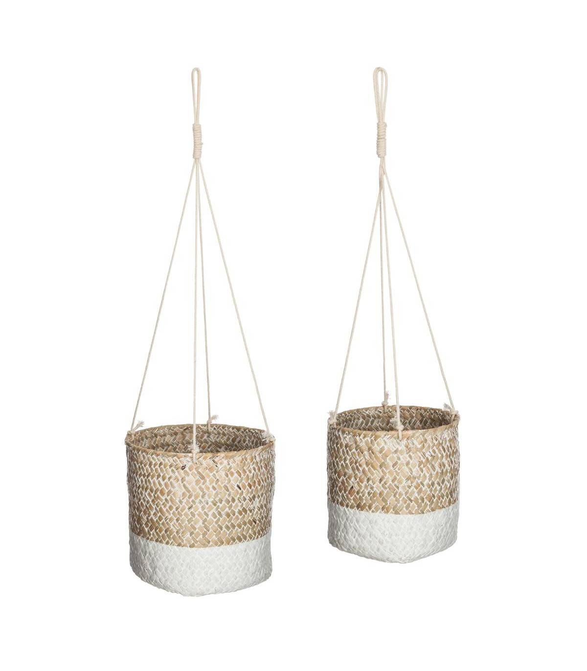 Lot de 2 Pots à suspendre en Roseau D 15 et D 12 cm - Image 1