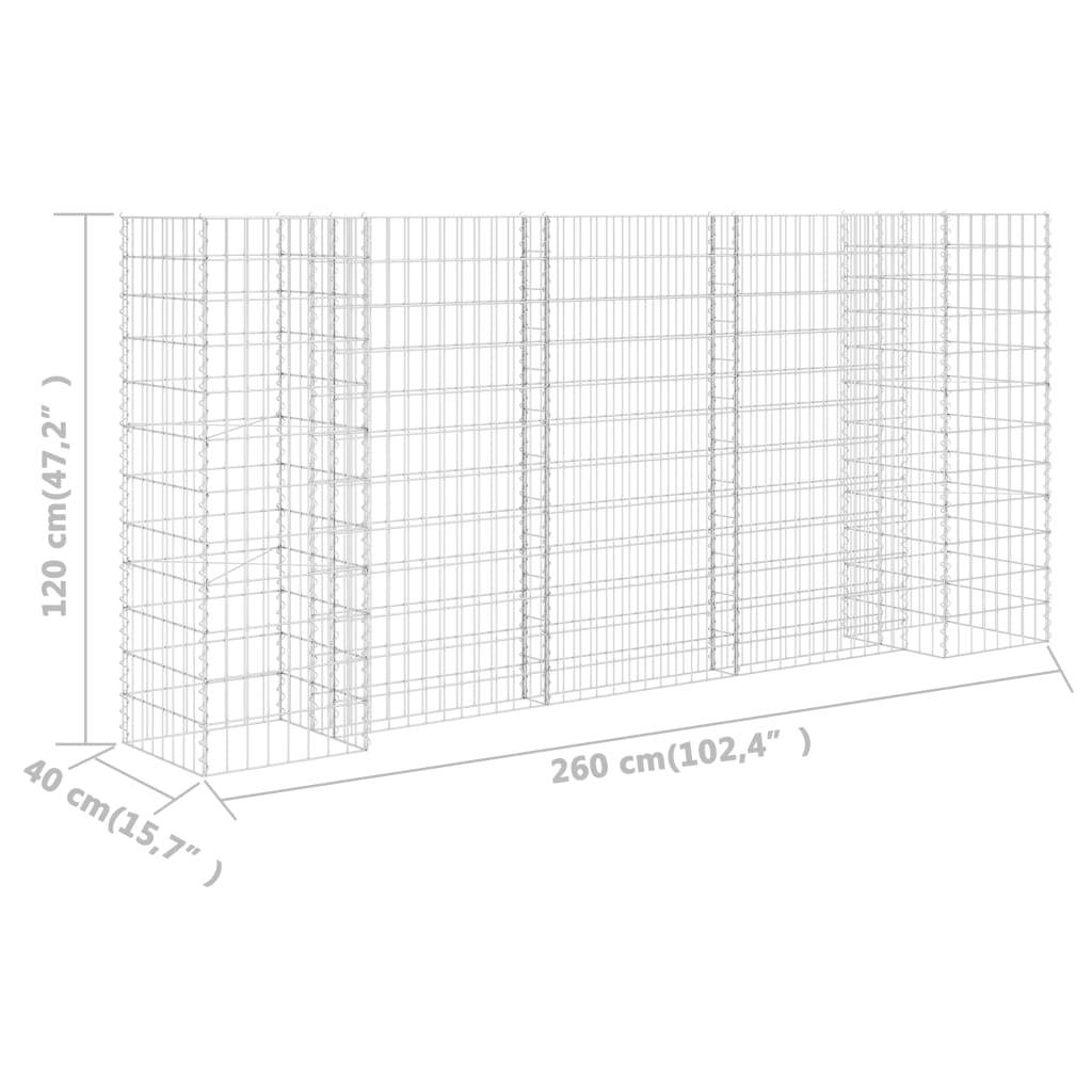 Helloshop26 - Jardinière à gabion en h panier de gabion parterre surélevé de fleurs plantes jardin terrasse extérieur fil d'acier 260 x 40 x 120 cm - Image 5