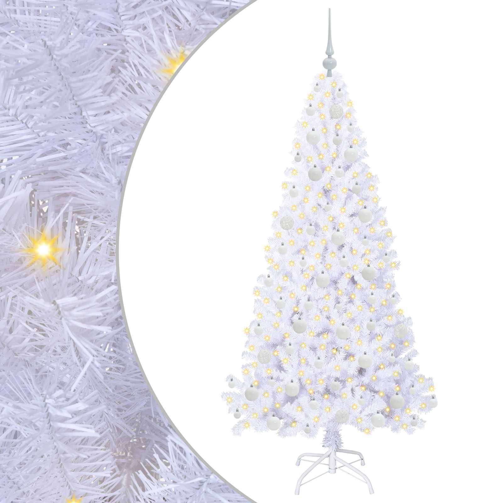 Sapin de Noël | Arbre de Noël artificiel avec 300 LED Blanc 180 cm PVC et Acier Maison Chic - Image 1
