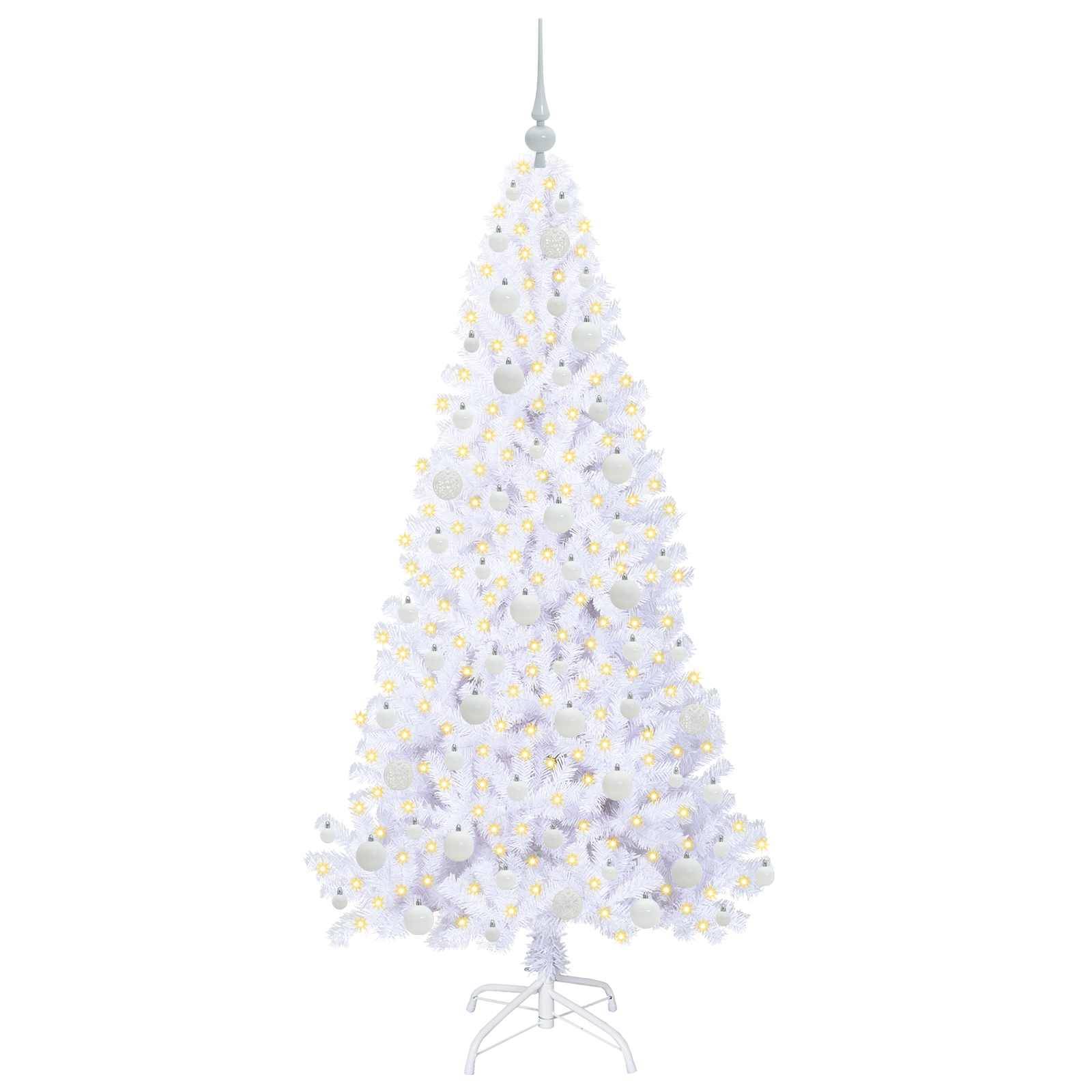 Sapin de Noël | Arbre de Noël artificiel avec 300 LED Blanc 180 cm PVC et Acier Maison Chic - Image 3
