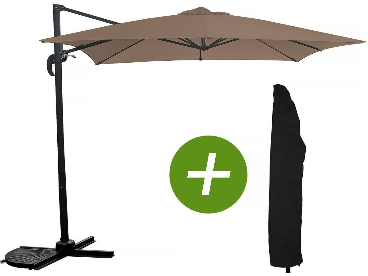 Habitat Et Jardin - Parasol Jardin Déporté "soleil" - Carré - 2.5 X 2.5 M - Taupe + Housse De Protection -habitat Et Jardin - Image 1