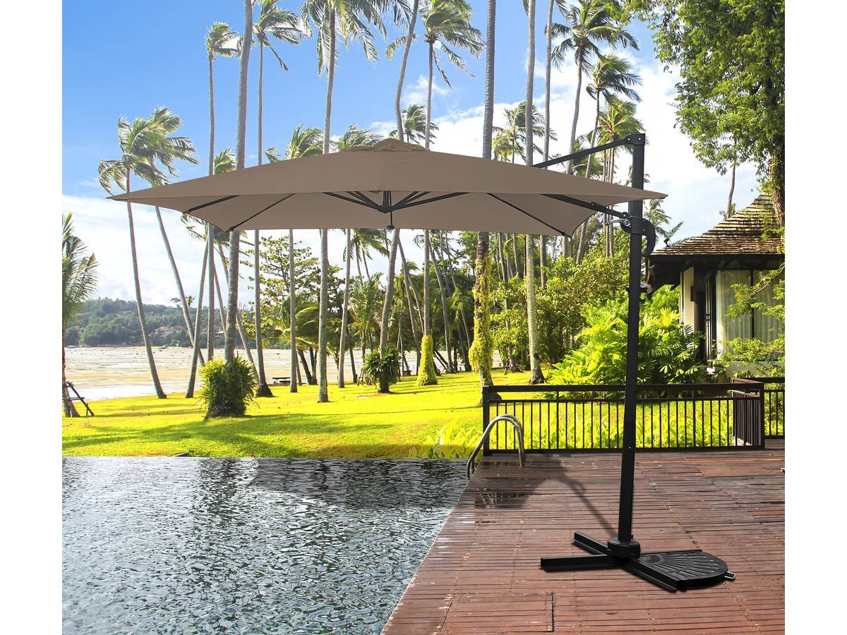 Habitat Et Jardin - Parasol Jardin Déporté "soleil" - Carré - 2.5 X 2.5 M - Taupe + Housse De Protection -habitat Et Jardin - Image 2