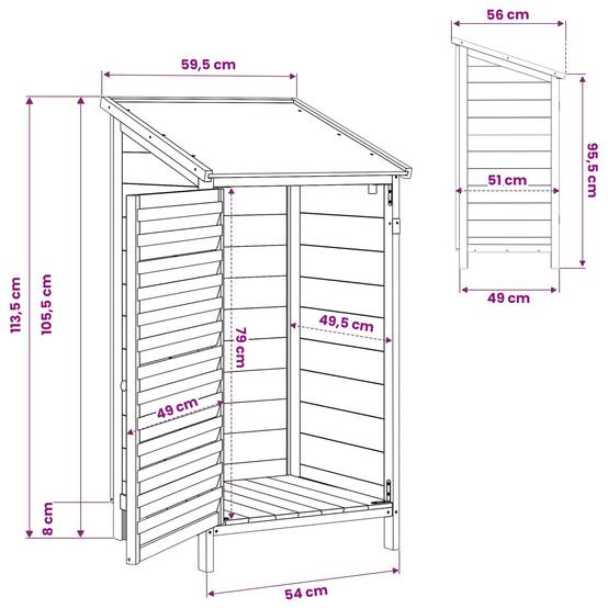 Vidaxl - Abri de jardin Gris 59,5 x 56 x 113,5 cm Bois de Sapin Massif vidaXL 42033454 - Image 3