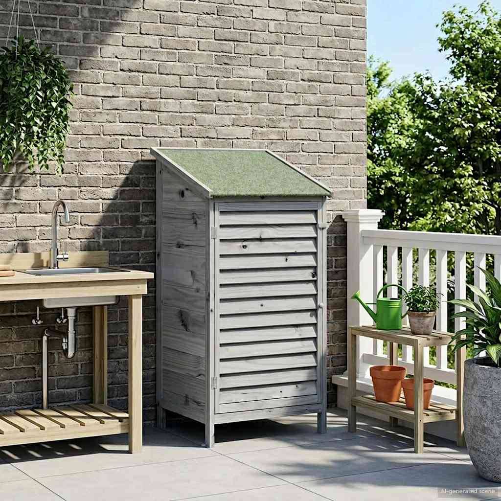 Vidaxl - Abri de jardin Gris 59,5 x 56 x 113,5 cm Bois de Sapin Massif vidaXL 42033454 - Image 4
