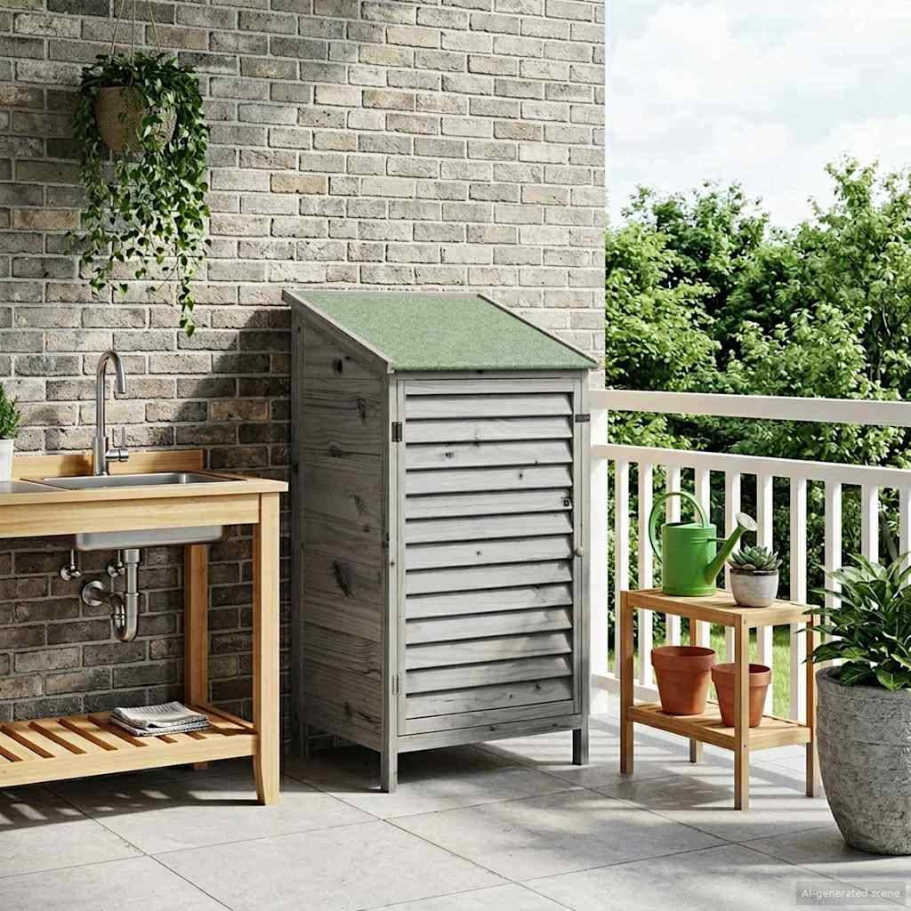 Vidaxl - Abri de jardin Gris 59,5 x 56 x 113,5 cm Bois de Sapin Massif vidaXL 42033454 - Image 1