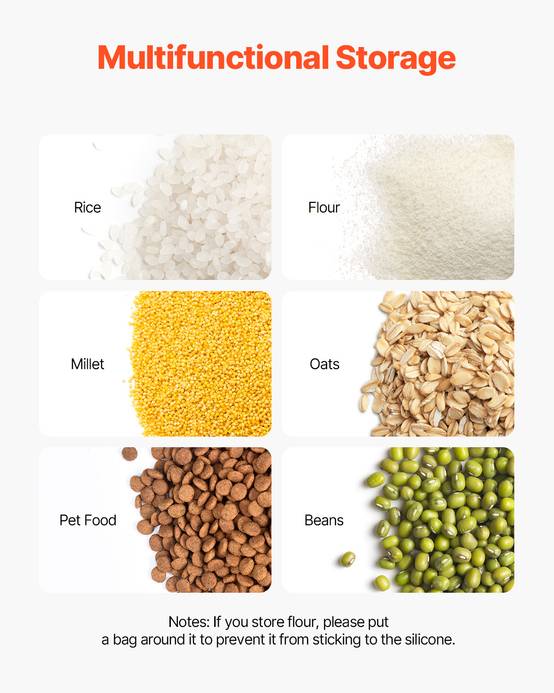 VEVOR Conteneur riz à roulettes, 3 pièces, 25 L, couvercle coulissant. Stockage céréales. - Image 7