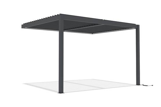 Pergola bioclimatique motorisée 4x3 m adossée à LED AGOSTA hauteur 250 cm - Aluminium gris - Image 5