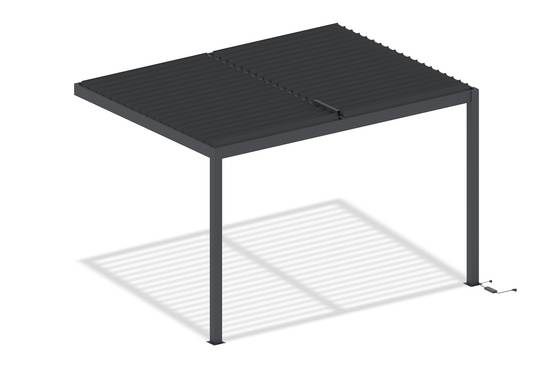 Pergola bioclimatique motorisée 4x3 m adossée à LED AGOSTA hauteur 250 cm - Aluminium gris - Image 7