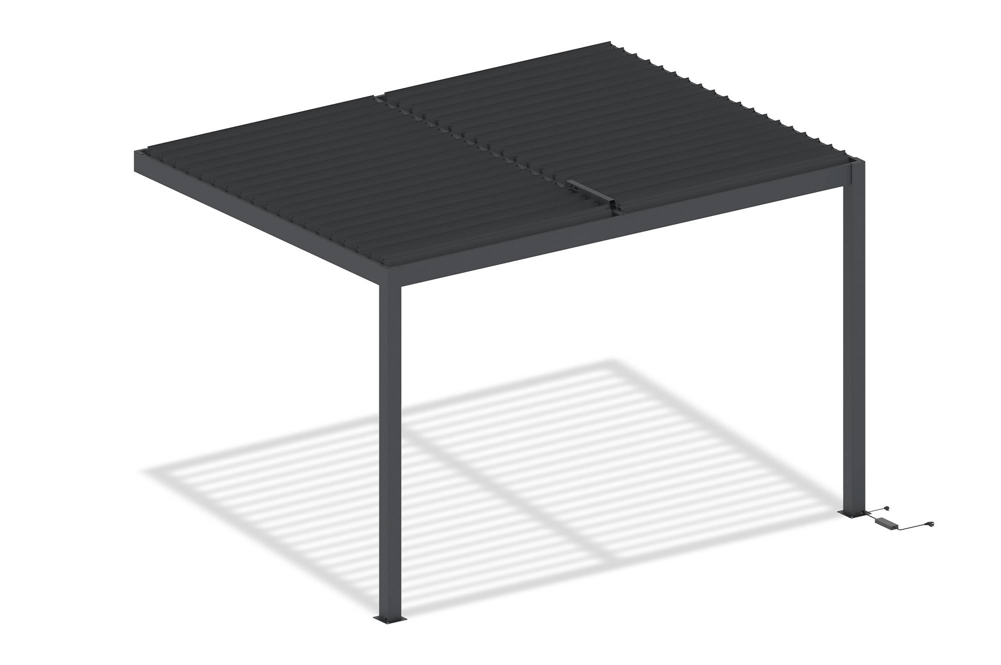 Pergola bioclimatique motorisée 4x3 m adossée à LED AGOSTA hauteur 250 cm - Aluminium gris - Image 7