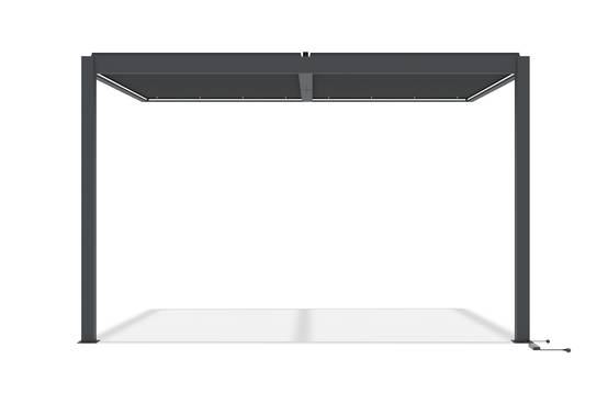 Pergola bioclimatique motorisée 4x3 m adossée à LED AGOSTA hauteur 250 cm - Aluminium gris - Image 3
