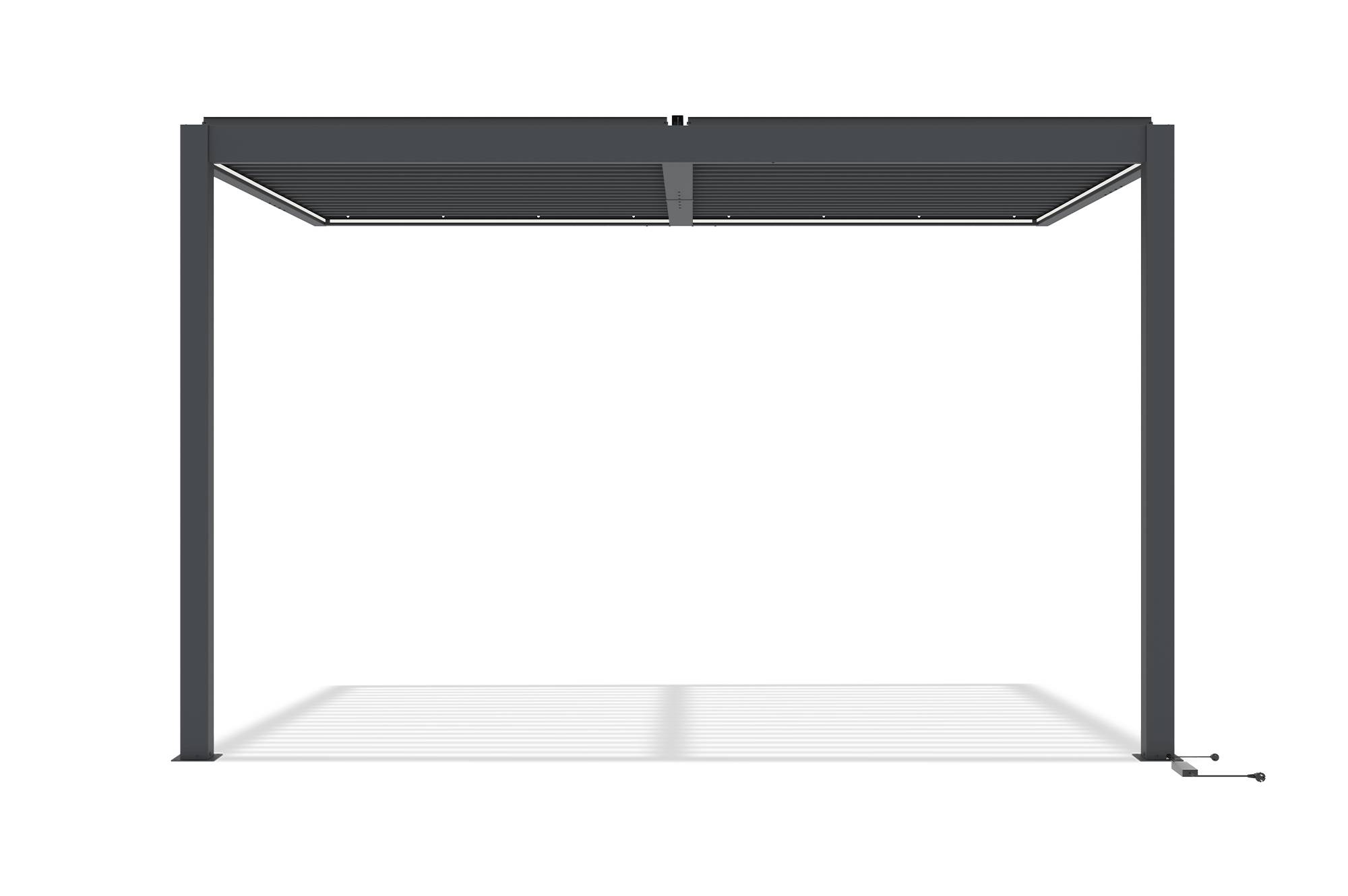 Pergola bioclimatique motorisée 4x3 m adossée à LED AGOSTA hauteur 250 cm - Aluminium gris - Image 3