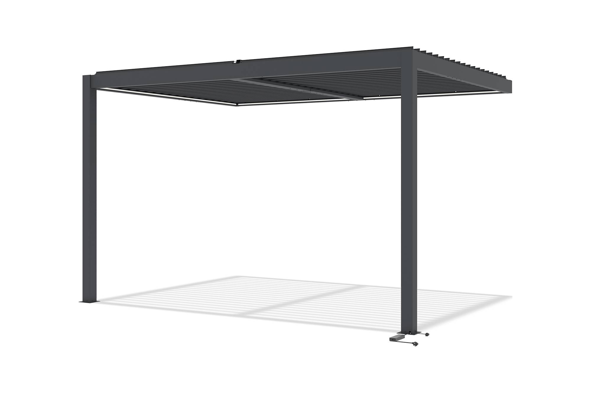 Pergola bioclimatique motorisée 4x3 m adossée à LED AGOSTA hauteur 250 cm - Aluminium gris - Image 6