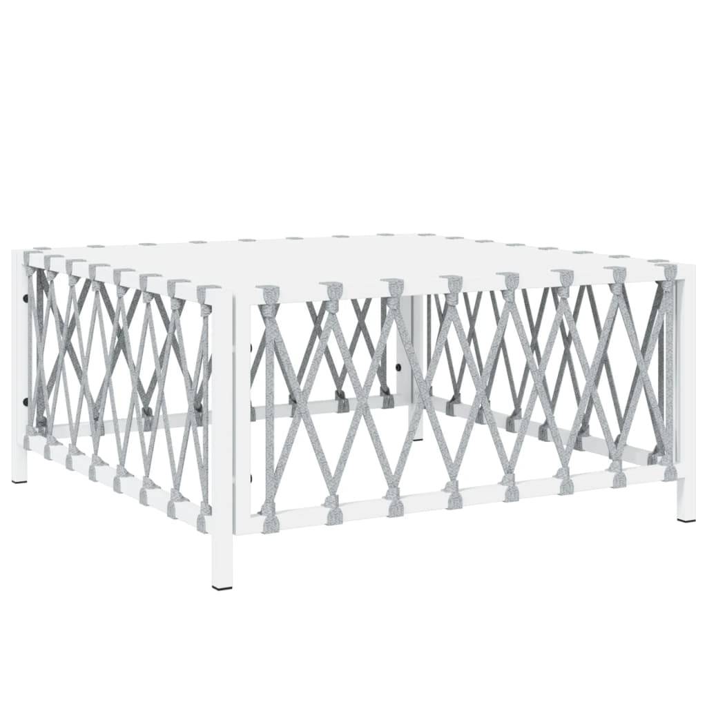 Helloshop26 - Salon de jardin meuble d'extérieur ensemble de mobilier 8 pièces avec coussins blanc acier - Image 5