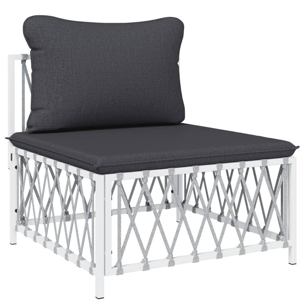 Helloshop26 - Salon de jardin meuble d'extérieur ensemble de mobilier 8 pièces avec coussins blanc acier - Image 3