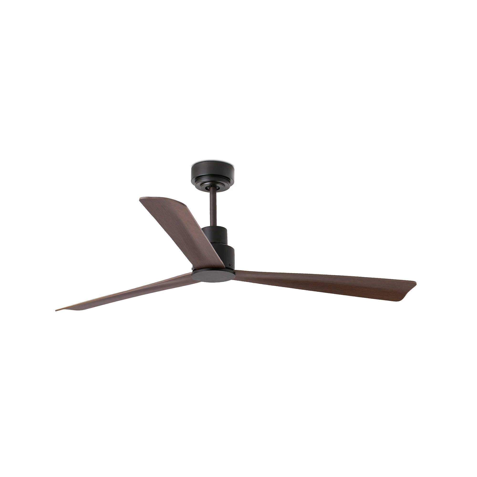 Ventilateur plafond acier noirmarron 3 pales bois telecommande 6 vitesses - Image 2