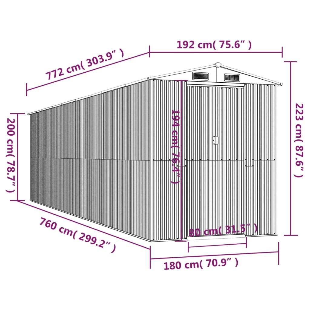 ComfortXL - Abri Jardin XXL Acier Galvanisé 15m² Rangement Outils Porte Coulissante Marron - ComfortXL Outdoor Living - Image 8