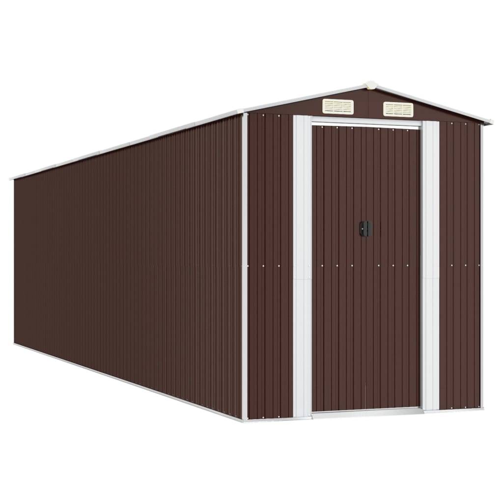 ComfortXL - Abri Jardin XXL Acier Galvanisé 15m² Rangement Outils Porte Coulissante Marron - ComfortXL Outdoor Living - Image 2